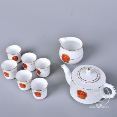 供應功夫茶具 禮品茶具 毛瓷國徽茶具配高檔棉麻錦盒手提袋產品圖片,供應功夫茶具 禮品茶具 毛瓷國徽茶具配高檔棉麻錦盒手提袋產品相冊 - 景德鎮制陶瓷餐具工廠 -