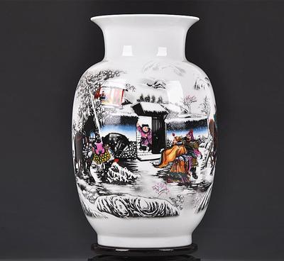 【景德鎮(zhèn)陶瓷器 粉彩踏雪訪友花瓶 時(shí)尚家居工藝品擺設(shè)】價(jià)格_廠家_圖片